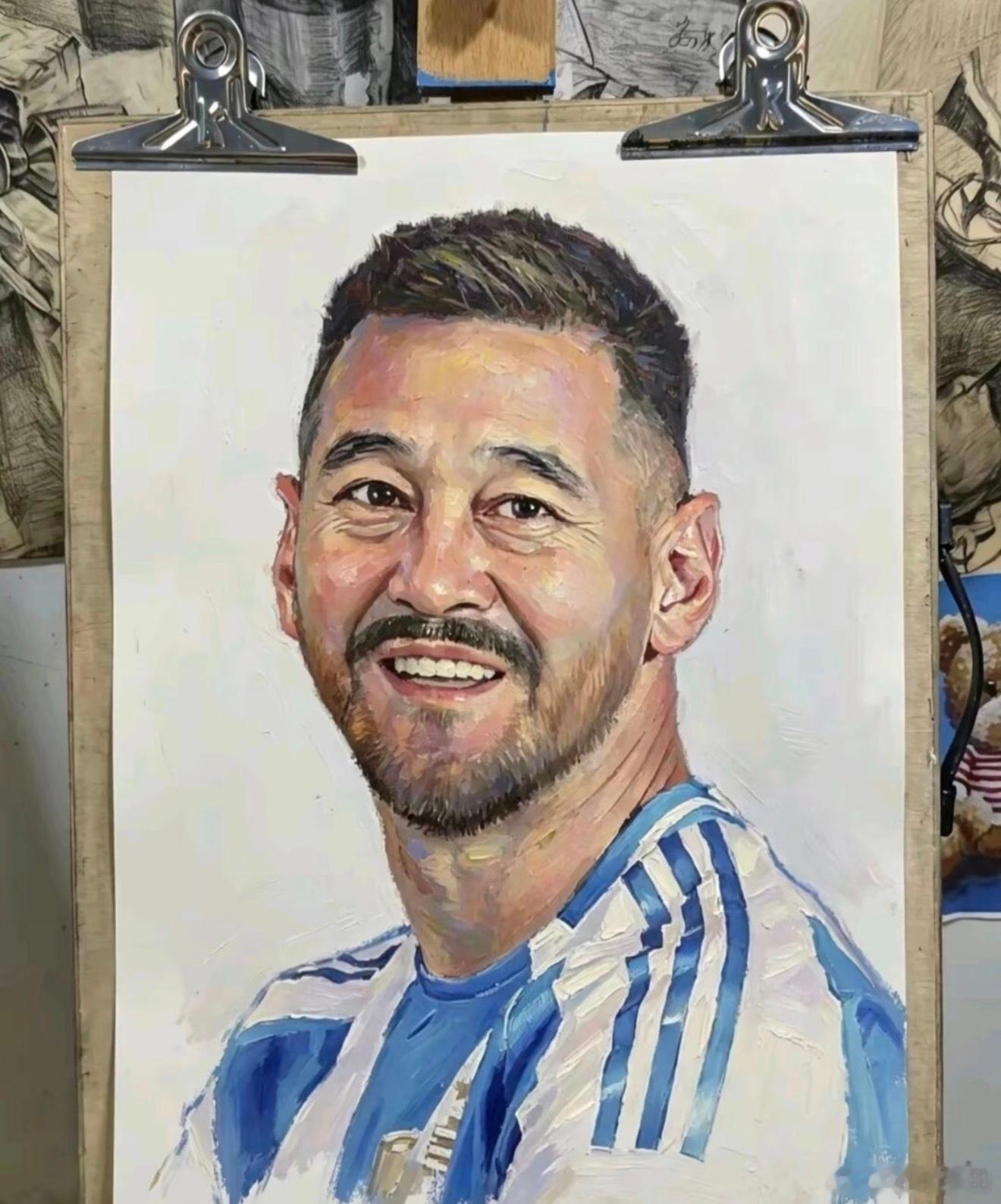 最近正在学画画赶上世界杯，我支持梅西干脆给梅西画一张你就说像不像吧！ 