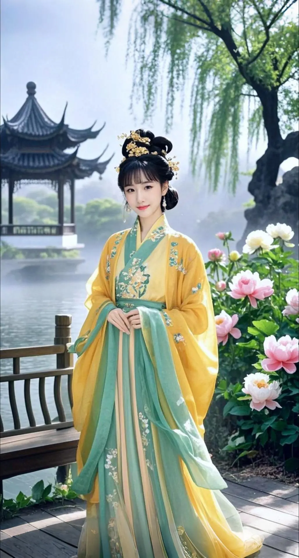 AI扩图 AI江南佳人