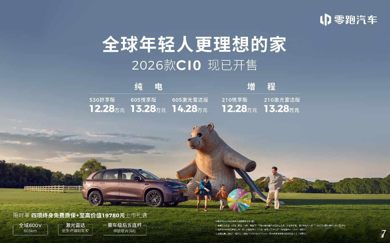 在科技平权这事儿上，还是得看零跑昨天上市的2026款零跑800V、激光雷达都给配