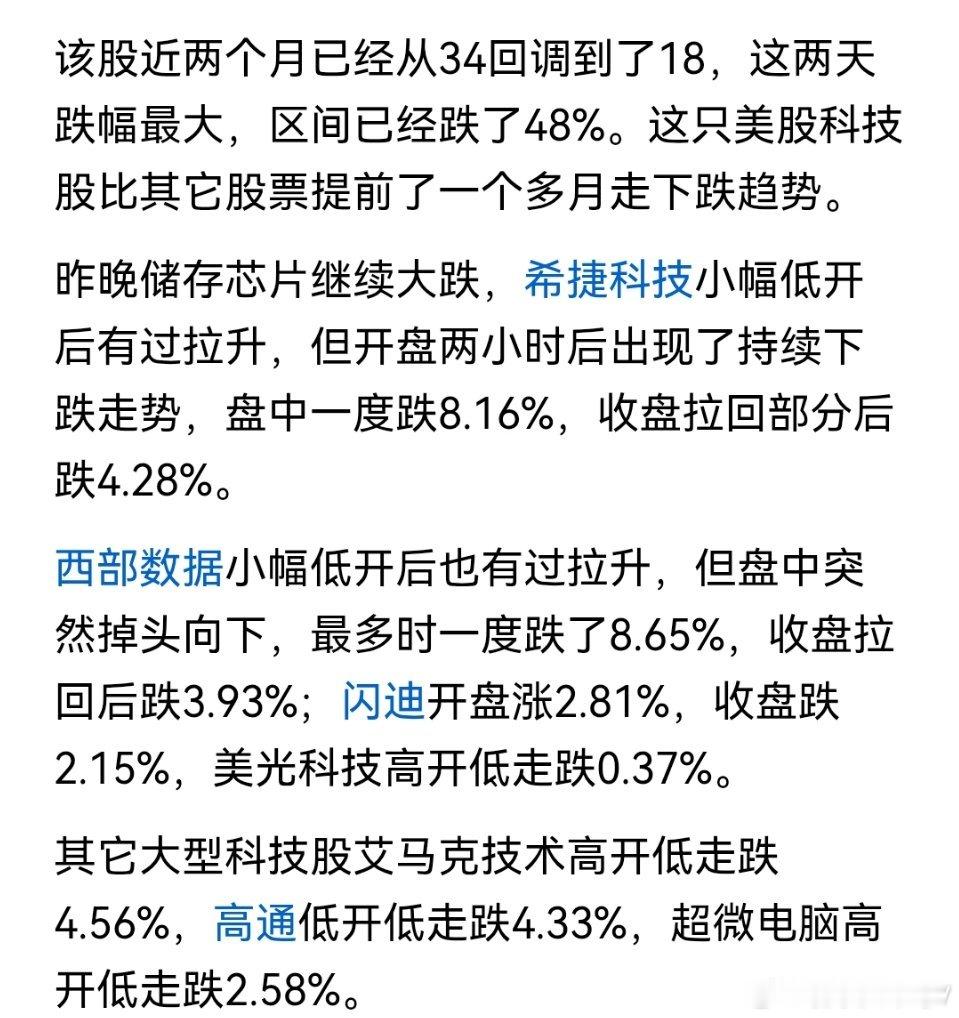 纳微半导体大跌14%，美股科技股继续下挫，中概股普跌！ 