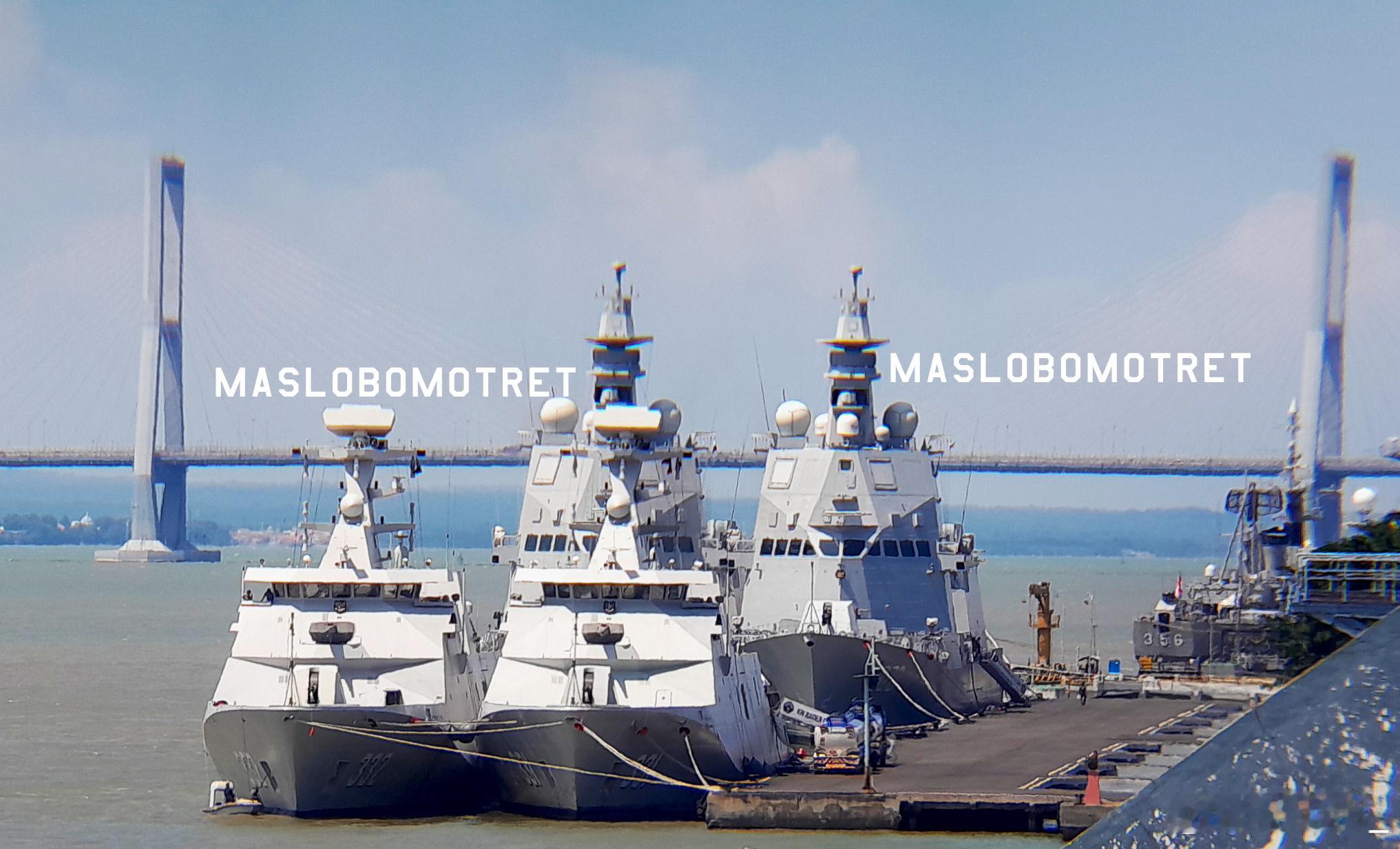 印尼海军新的四大主力舰，从左到右，从前到后：1. KRI I Gusti Ngu