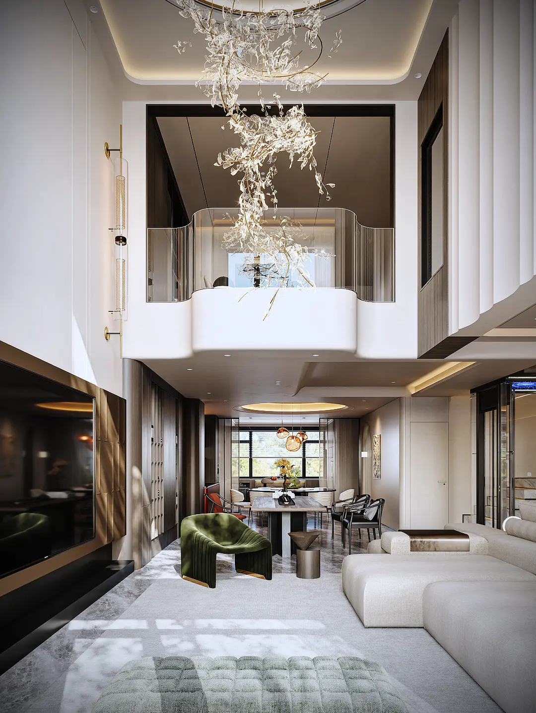 五百平别墅，意式轻奢。女主人要深色与亮色的对撞，再加点木色。方案出来...