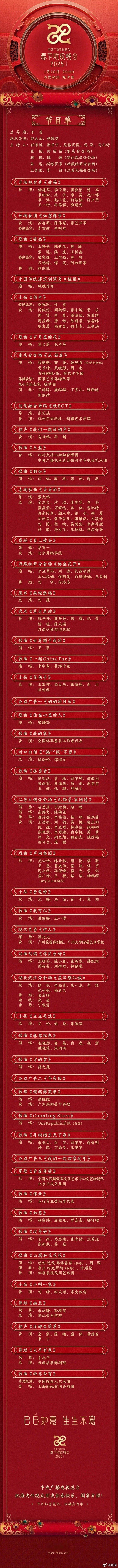 官方的 春晚节目单 出炉，白蛇传的“许仙白娘子”都来了，圆满了[哈哈]不过最期待