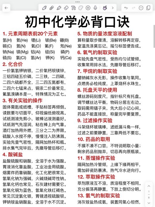 顺口溜+化学=王炸！初中化学必备！稳上90+！