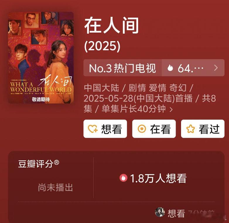 压在人间集均4000，8集短剧，剧情比较有创意但吃不准大众口味，压个平热吧？ ​