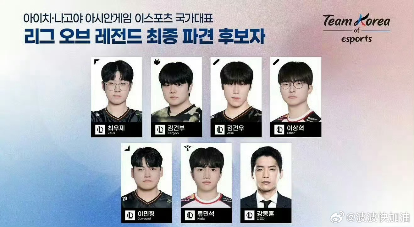LCK公布亚运会人选才反应过来今年有亚运会，韩国这电竞阵容有点看不懂了。Chov
