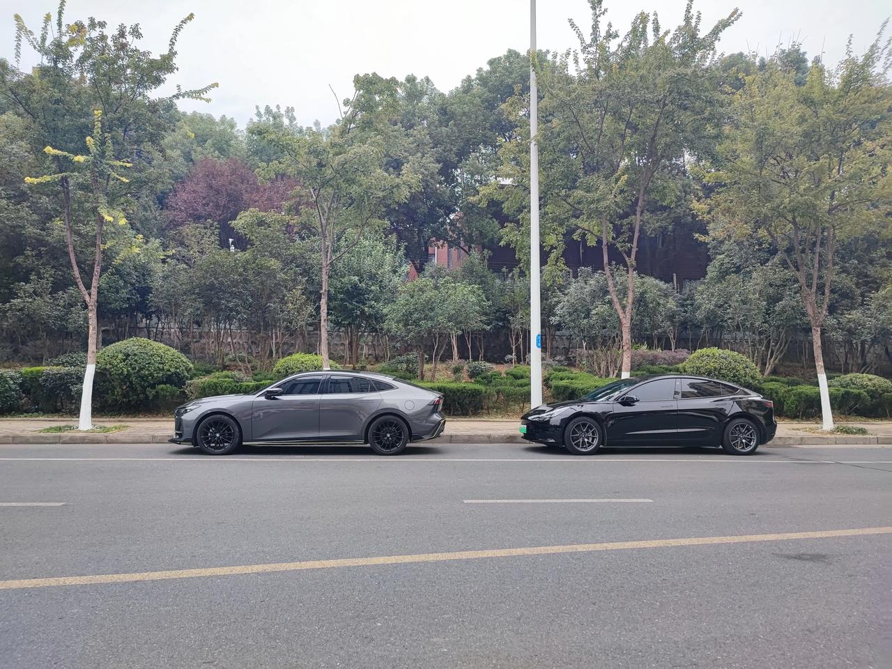 单看侧面，哪个更帅？
都是线条凌厉凶狠，轮毂多幅有设计感熏黑。
跑车的姿态，价位