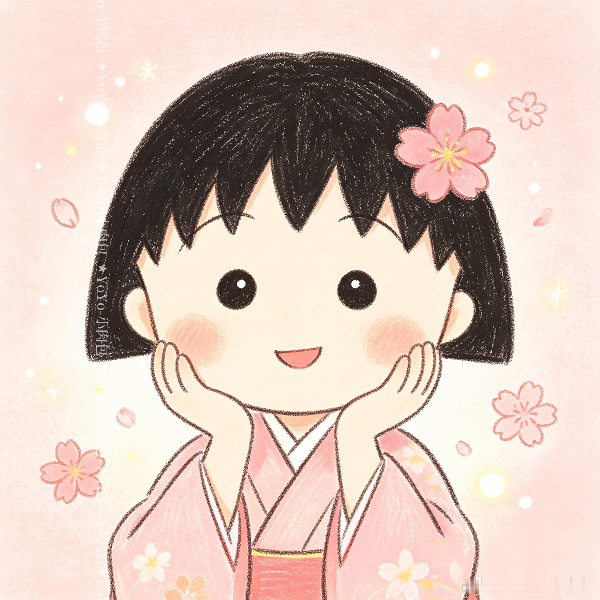 小丸子捧花头像樱桃小丸子樱桃小丸子女生头像头像动漫