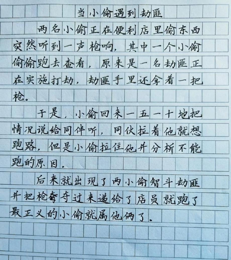 小学生写“小偷遇劫匪”笑疯网友！“最正义的小偷”太反转，评论区都在喊“有才”！