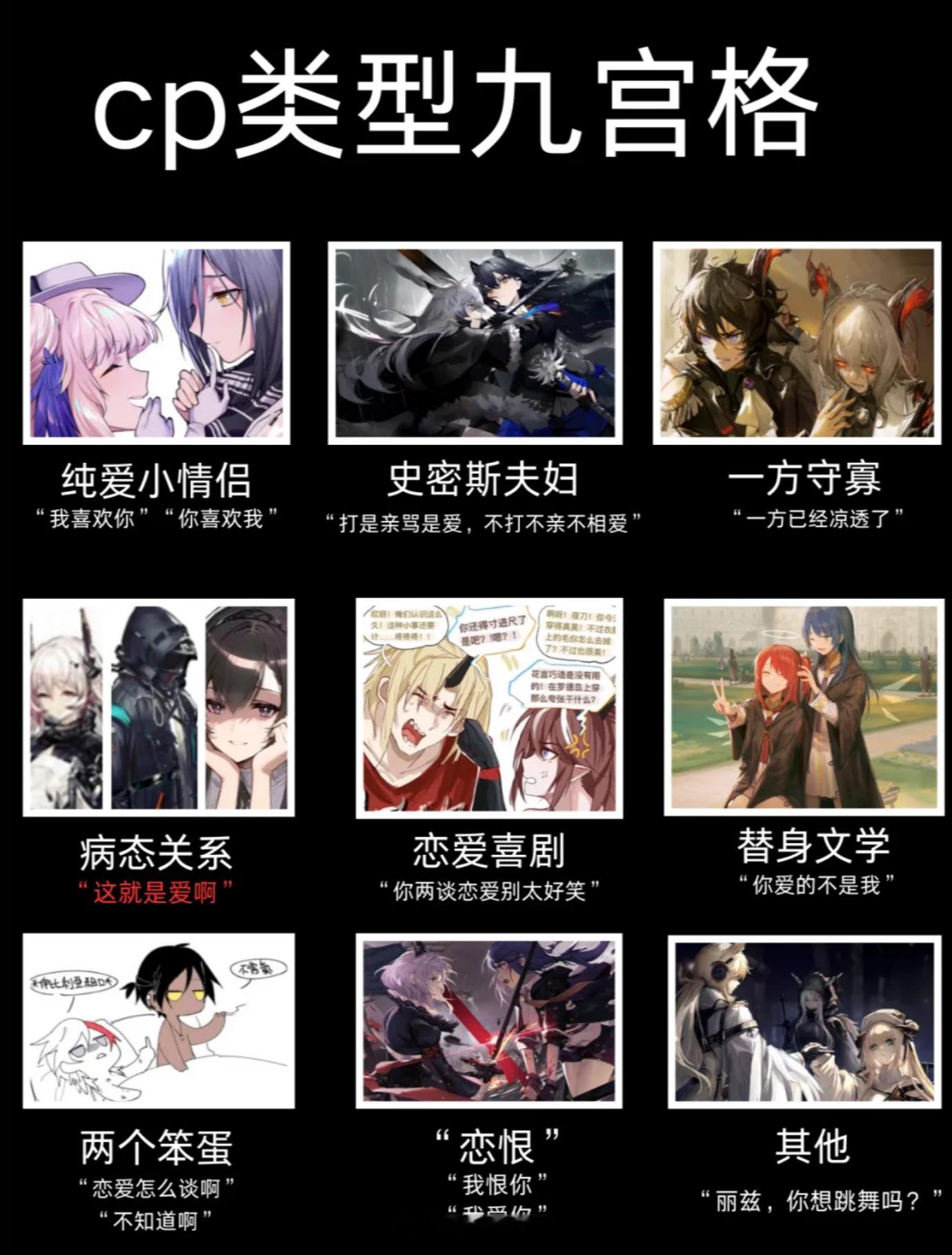 明日方舟CP类型九宫格[doge]#明日方舟# ​​​