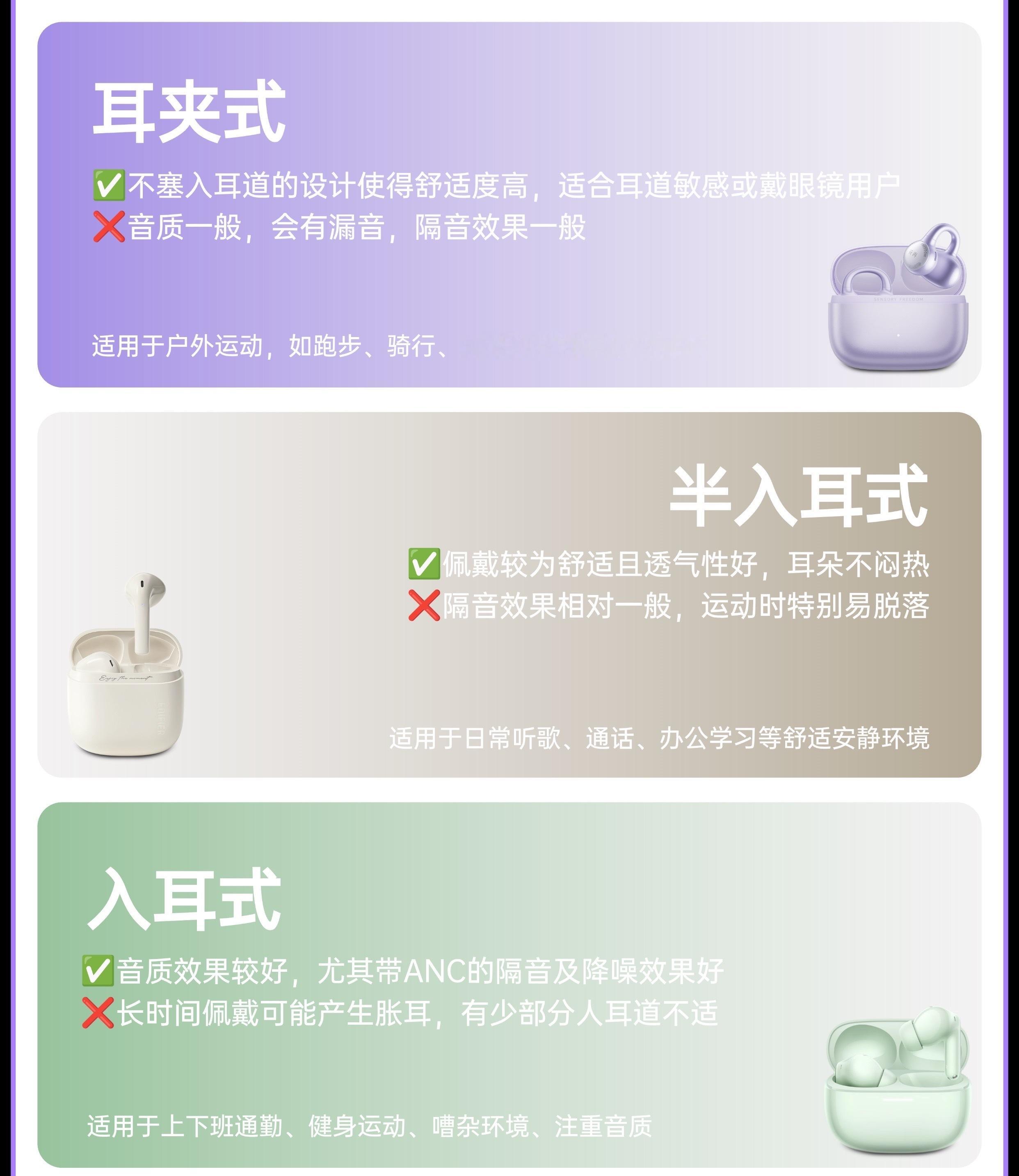 纠结耳夹式、半入耳、入耳式耳机怎么选，其实很简单。平时喜欢运动、又怕耳朵闷不舒服