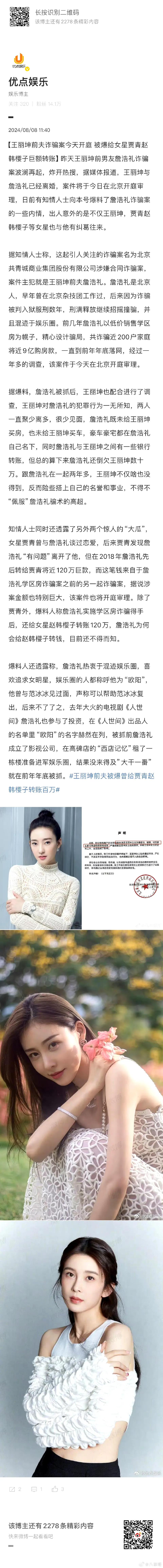 据八卦媒体报道，王丽坤的前夫詹浩礼涉嫌以低价销售学区房为诱饵，精心策划了一场涉及