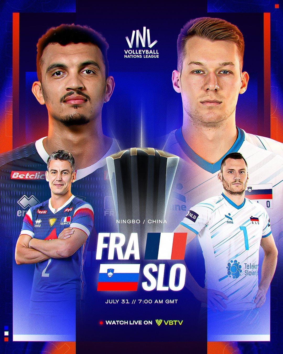 中国排球联盟[超话]  法国🇫🇷 vs 斯洛文尼亚🇸🇮 – 四分之一决赛