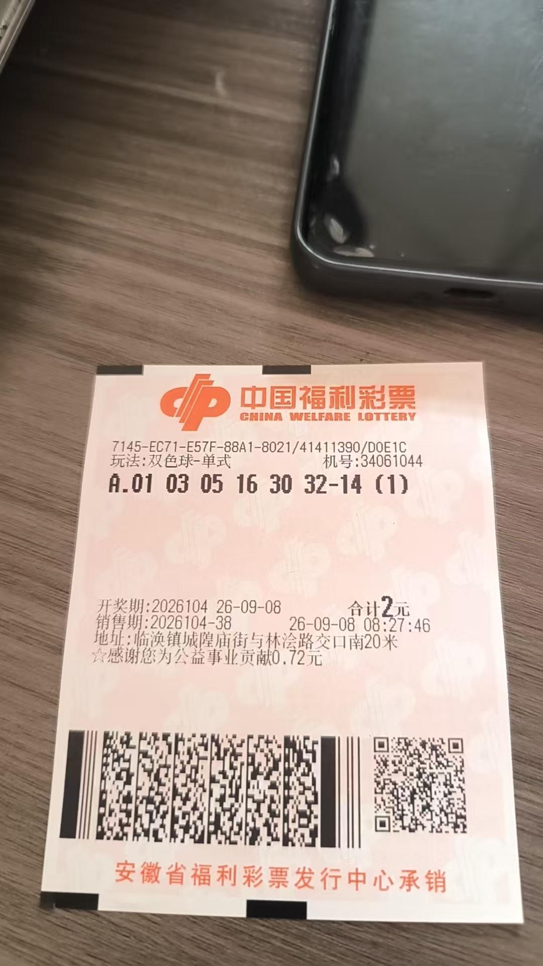 今日双色球蓝球打一个14。会中吗。