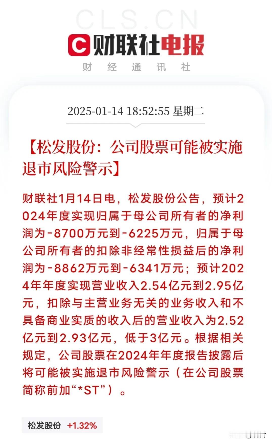 松发股份6535名股民天塌了！白天ktv，晚上殡仪馆，财报亏损+退市警告，之前借