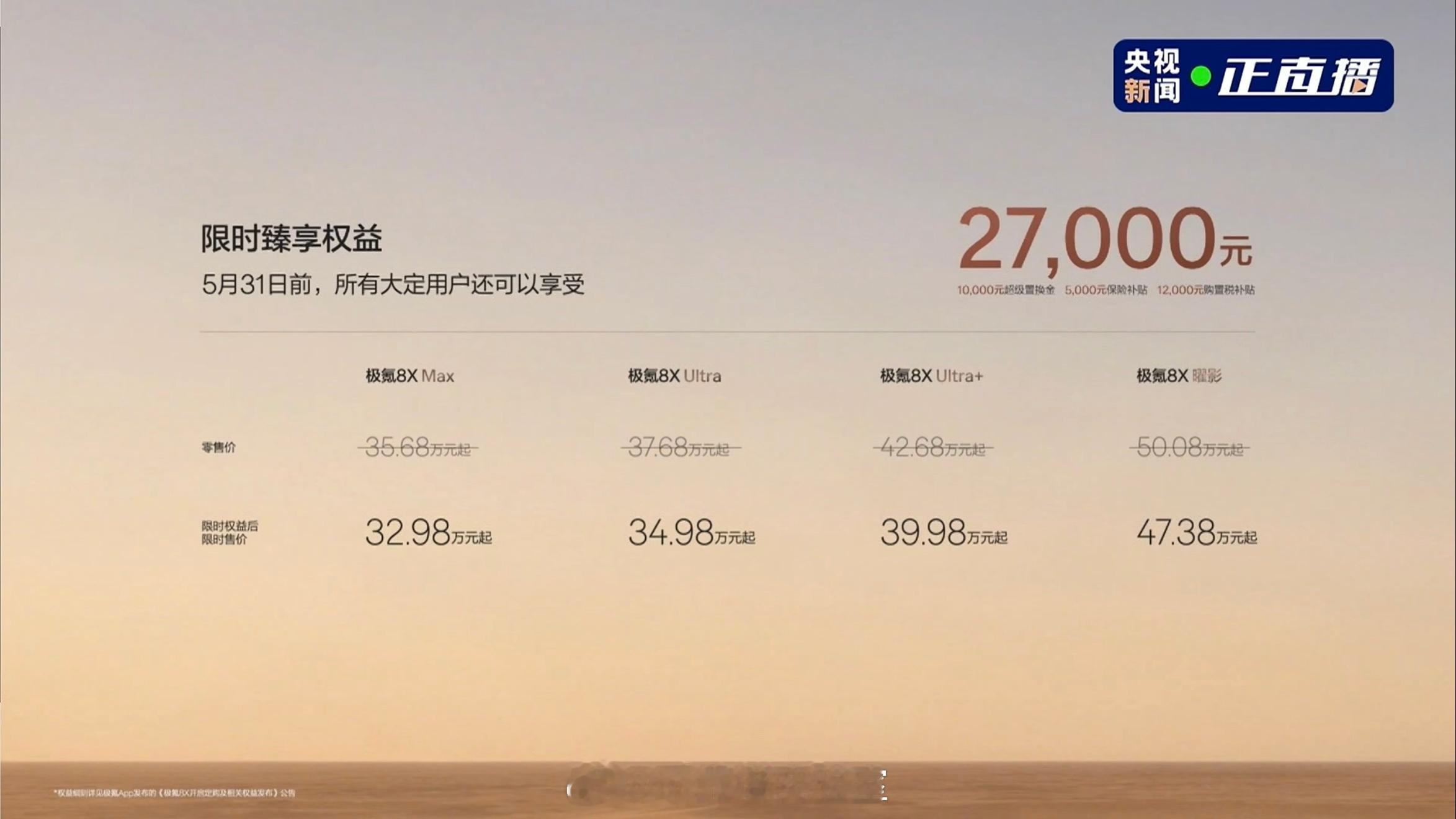 极氪 8X的实际价格果然又低了一些：曜影版50.08万元Ultra+版42.68