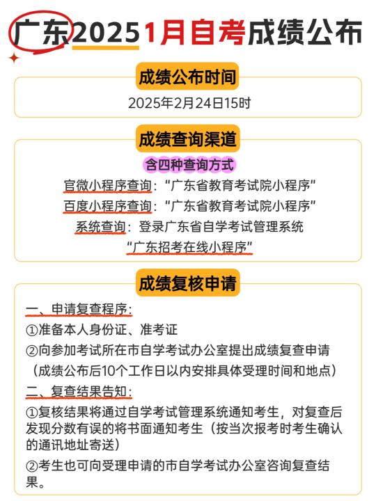 广东1月自考成绩公布❗