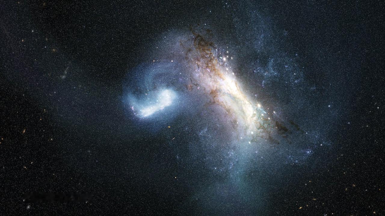 120亿年前银河系与矮星系LKH发生碰撞假想图