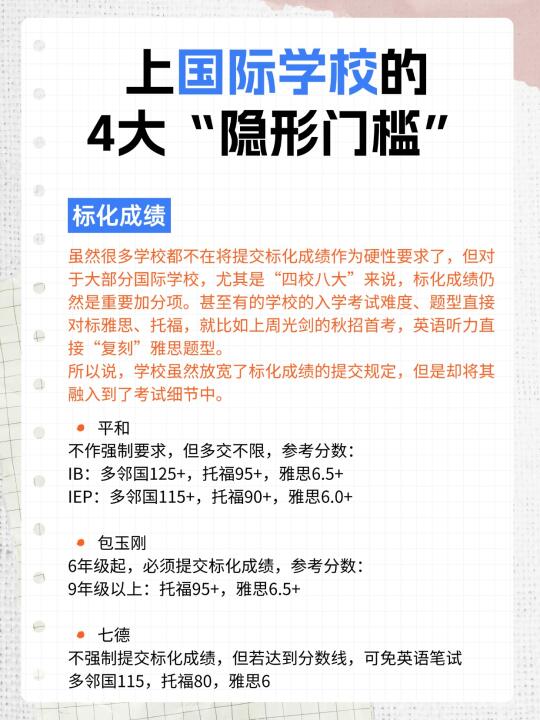 上国际学校的4个“隐形门槛”