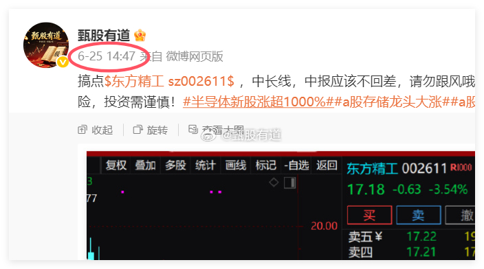 我们的内参中线标的：$东方精工 sz002611$ ，稳步上涨，让内参老铁躲过了