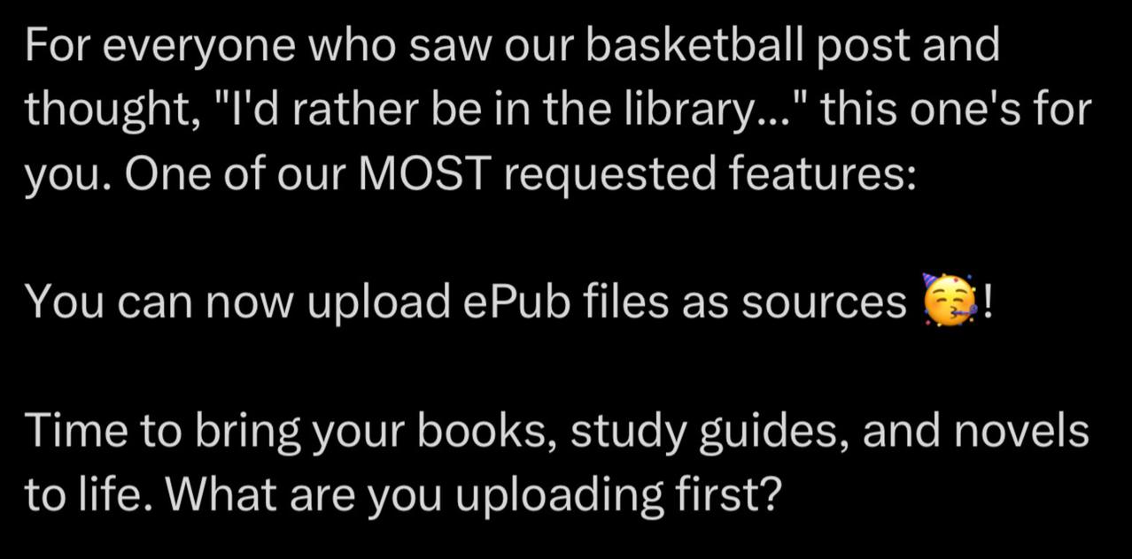 NoteBookLM更新！

致所有看到我们篮球帖子并想“还是去图书馆吧……”的