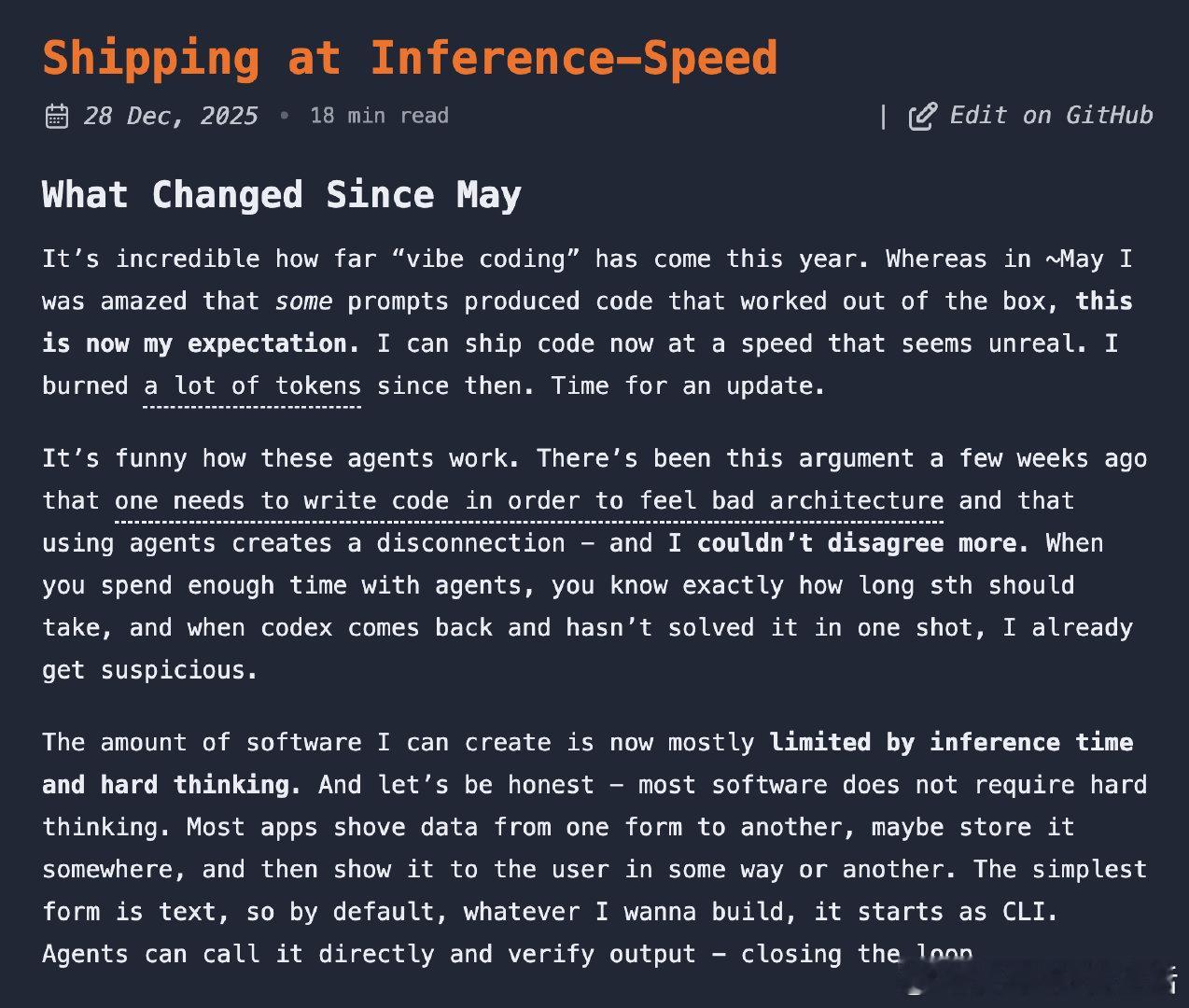《Shipping at Inference-Speed》当AI编程速度成为唯一