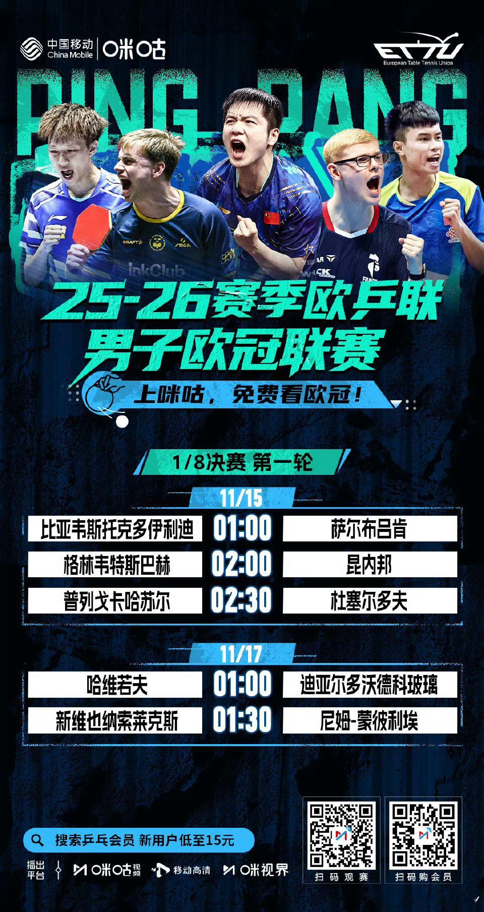 诶 怎么回事 怎么麻瓜突然买了欧冠的转播权呢怎么也想吃流量了呢 wtt还不够吃吗