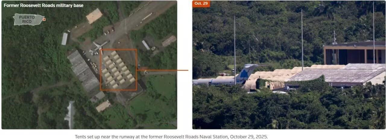 波多黎各何塞·阿庞特·德拉托雷机场。
路透社拍摄到了前罗斯福海航空站地出现的“帐