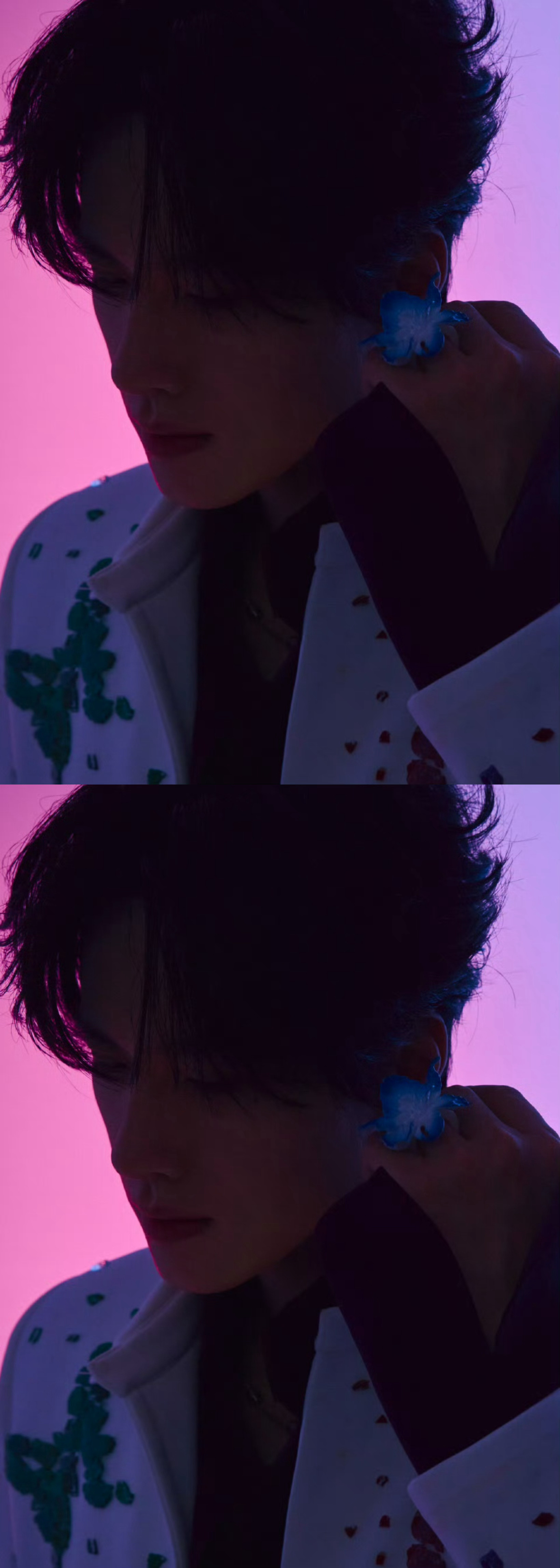 展轩今日份新鲜营业照来袭，蝴蝶白西装套装，手上也戴了蝴蝶，好帅啊