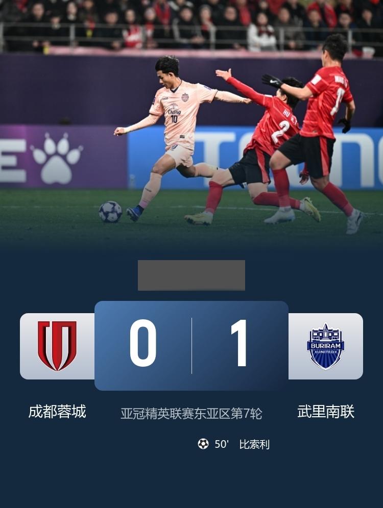 亚冠 蓉城主场0-1不敌武里南联暂居积分榜第十 
2月10日20:15，亚冠第7