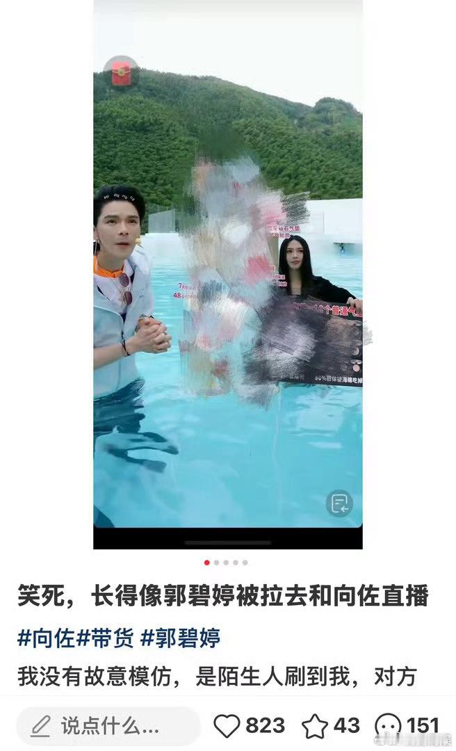 向佐助播撞脸郭碧婷谁能想到，向佐直播出镜，柔和的神态和郭碧婷撞脸，反差感十足，短