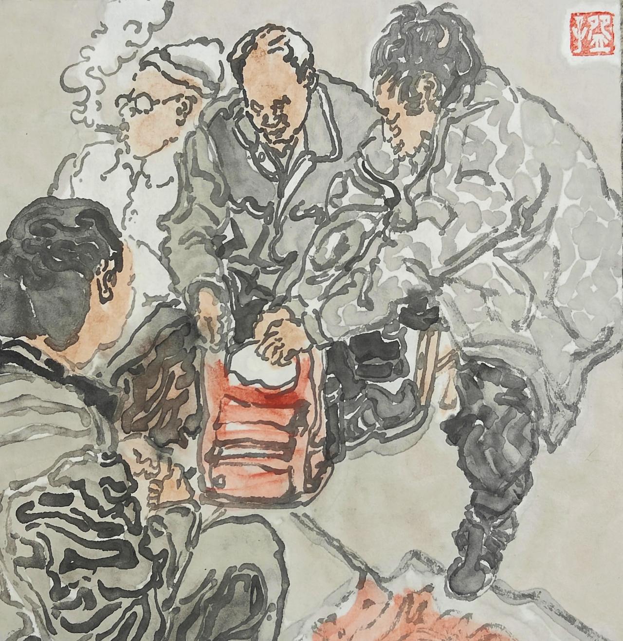 碗子的1/4平尺水墨《逍遥生活》系列
烟草涨的厉害，真想买点汉烟。[大金牙]#水
