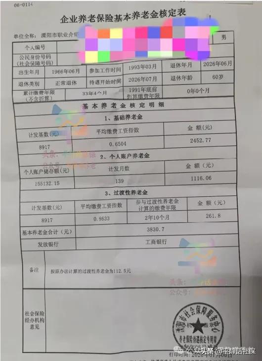 这是一份最新的江苏省溧阳市企业退休养老金核定表。
主人公为男性，1966年6月生