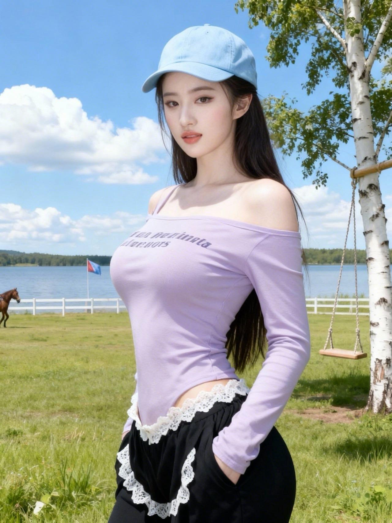 阳光下的清新自拍，白色外套搭配牛仔裤，元气满满的一天！🌞💕女生的大长腿究竟是