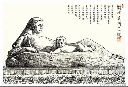 刘勇创作的黑白手绘版“兰州”，线条流畅，描绘出了兰州的各个著名景点，黑白间它们的