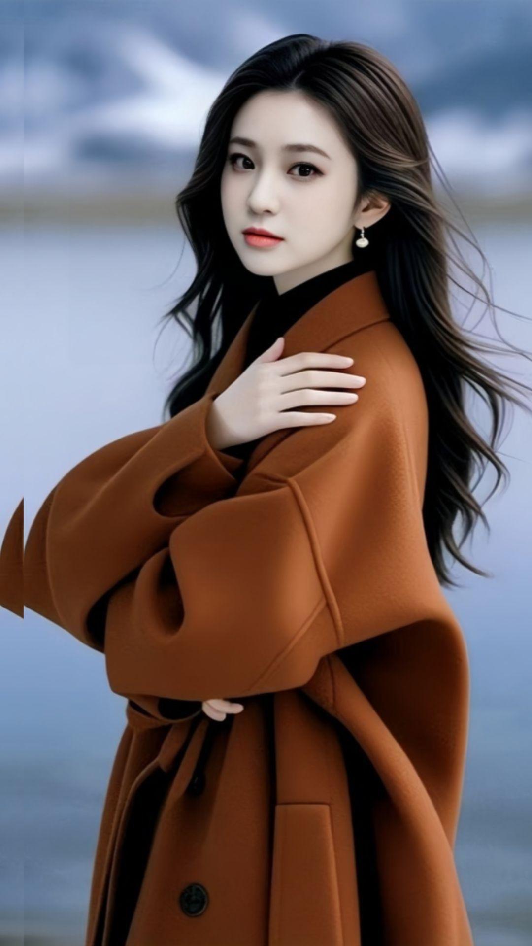 冬日暖阳洒下，裹着棕色大衣漫步，那感觉太美妙。棕色大衣与黑发确实相得益彰，优雅又