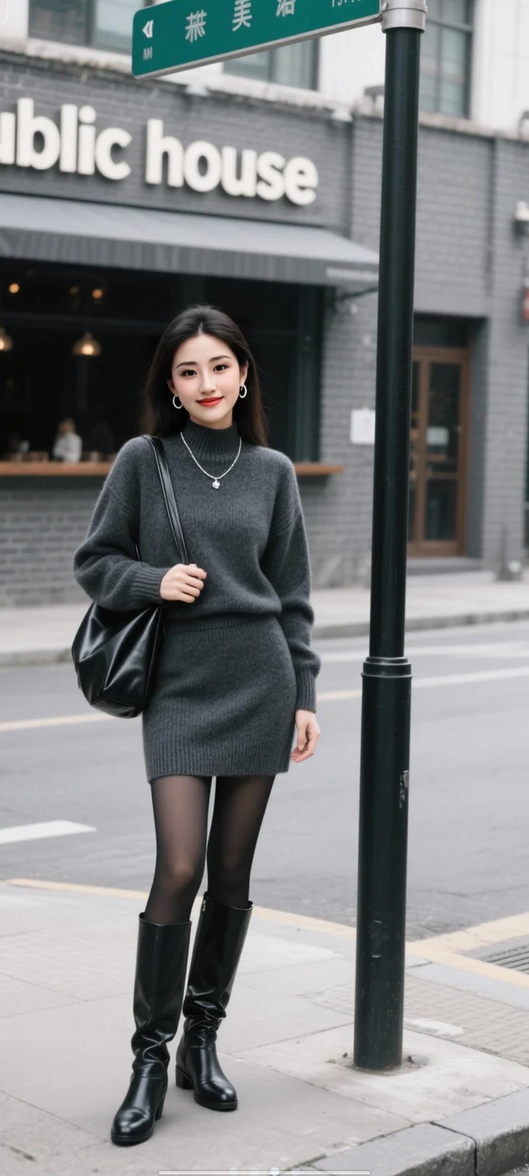 生活从来不是完美的答卷，
而是一场慢慢自愈的过程。
高领裹住的是温度，阔腿裤藏住