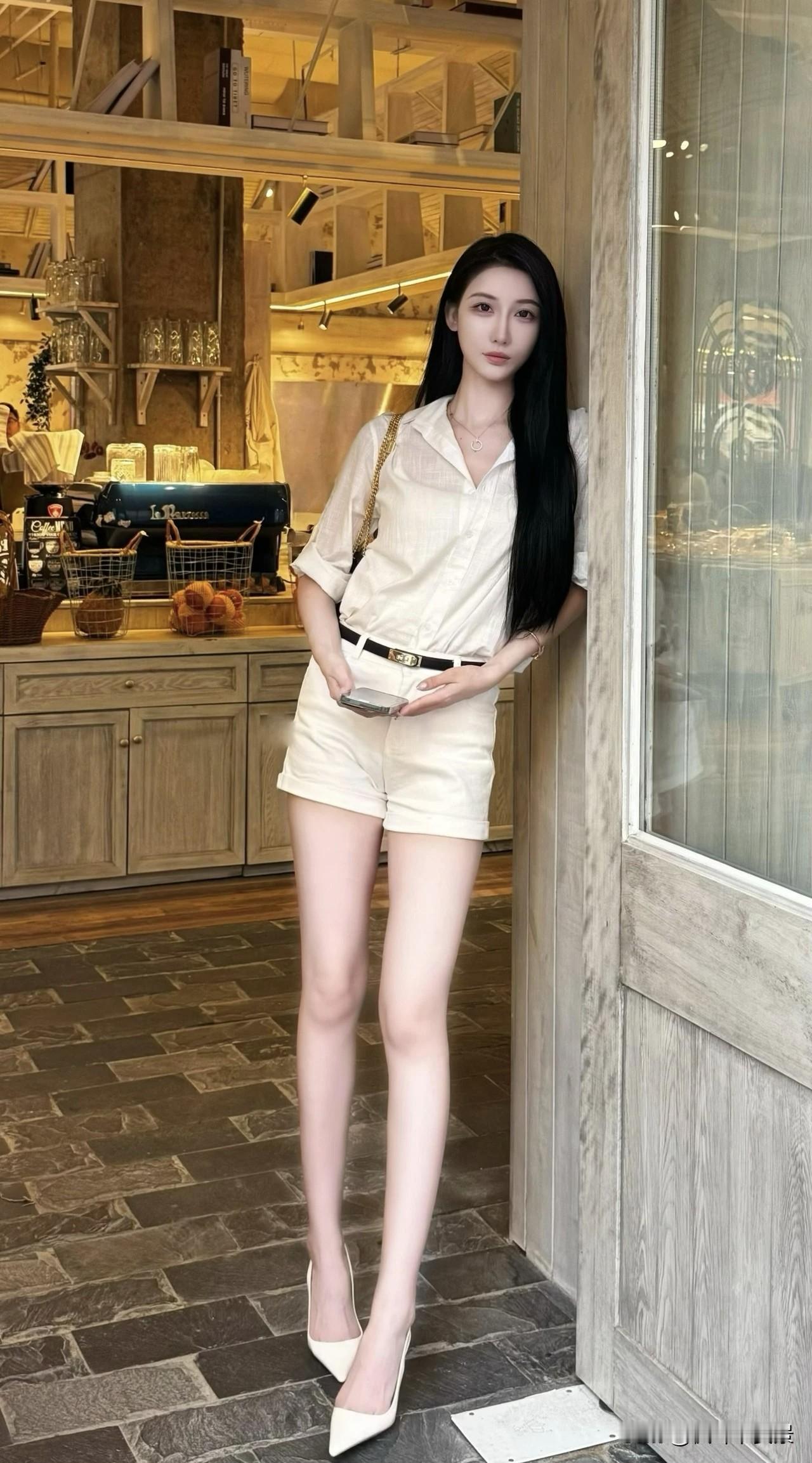 枫叶🍁|“白衬衫+白短裤+白高跟”，简单大方，干净清爽的时尚穿搭魅力白衬衫白裙