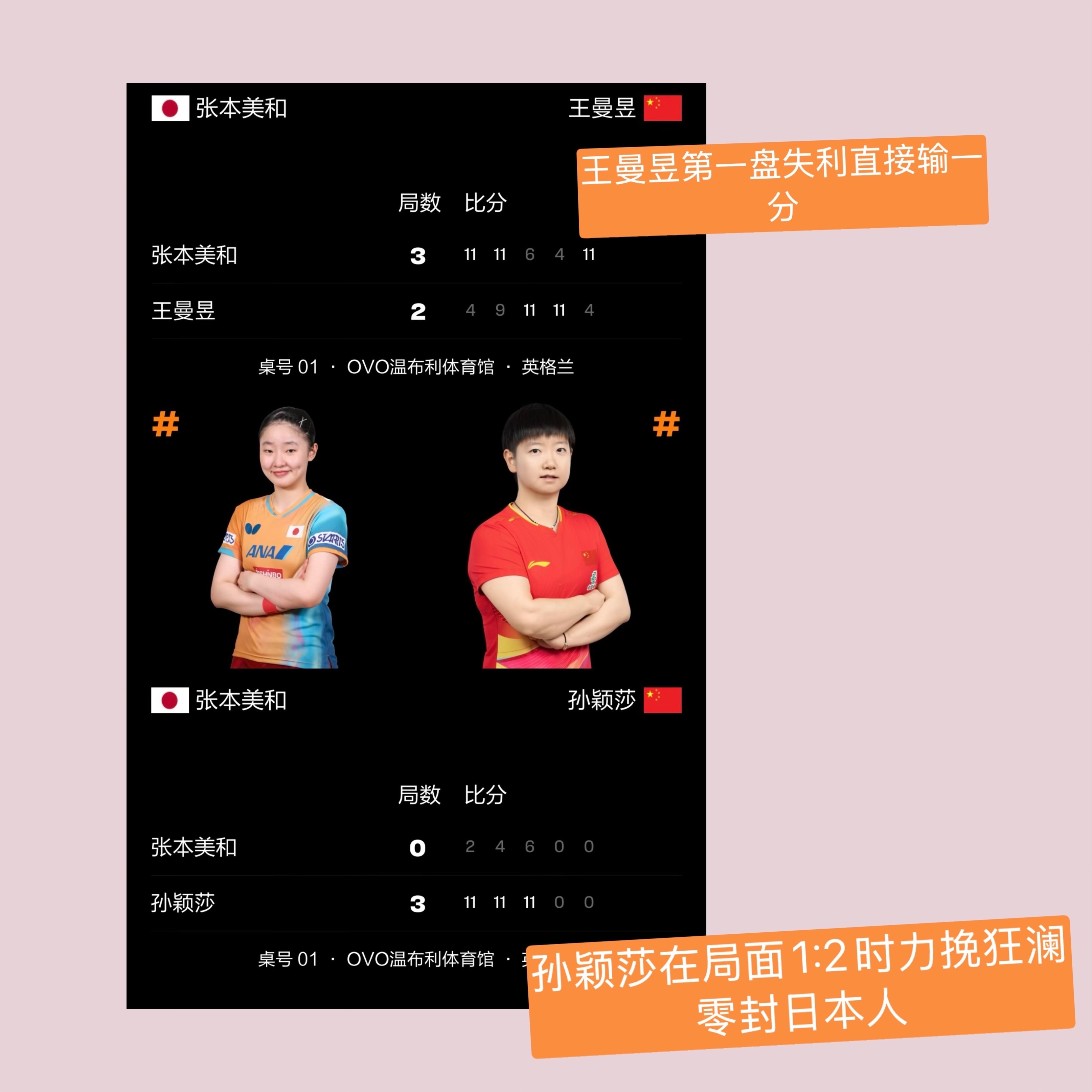孙颖莎vs张本美和孙颖莎伟大 
