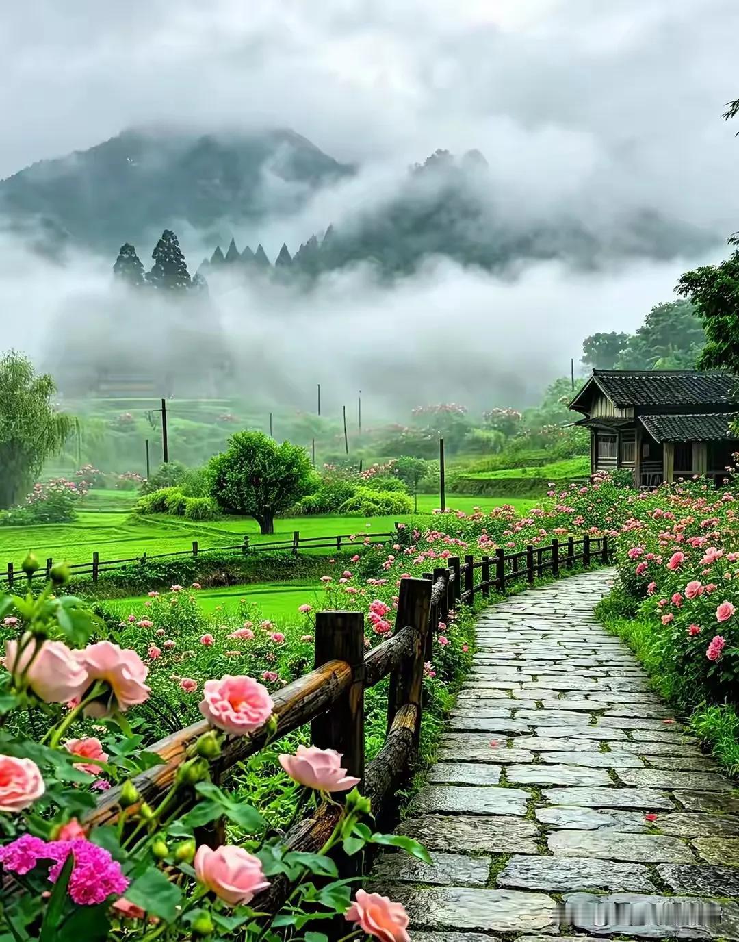 上联：雾锁青山远，
下联：风起碧水皱。