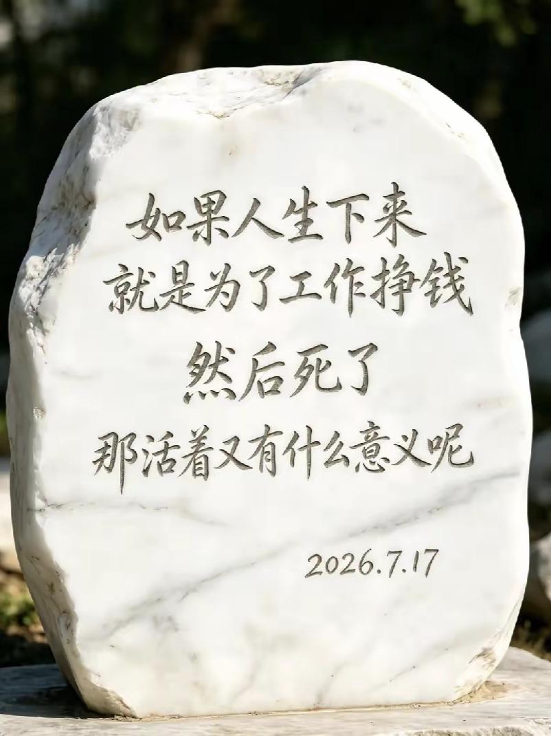 记不得了，有一个人曾经说过，不要去探究人生有什么意义，活着本身就是意义，该吃的吃