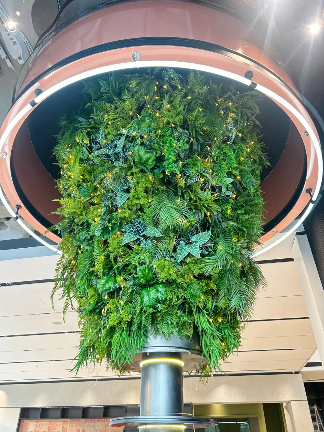 仿真绿植墙带星星灯 悬吊绿植灯饰效果