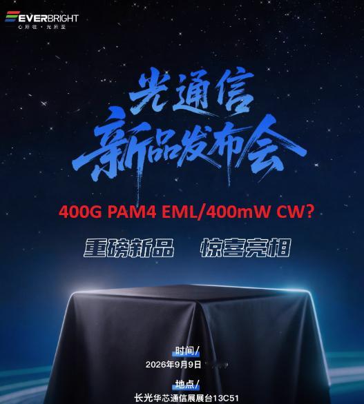 全球其他厂商还在 200GEML 上努力的时候，九月 9️⃣日长光带来了 400