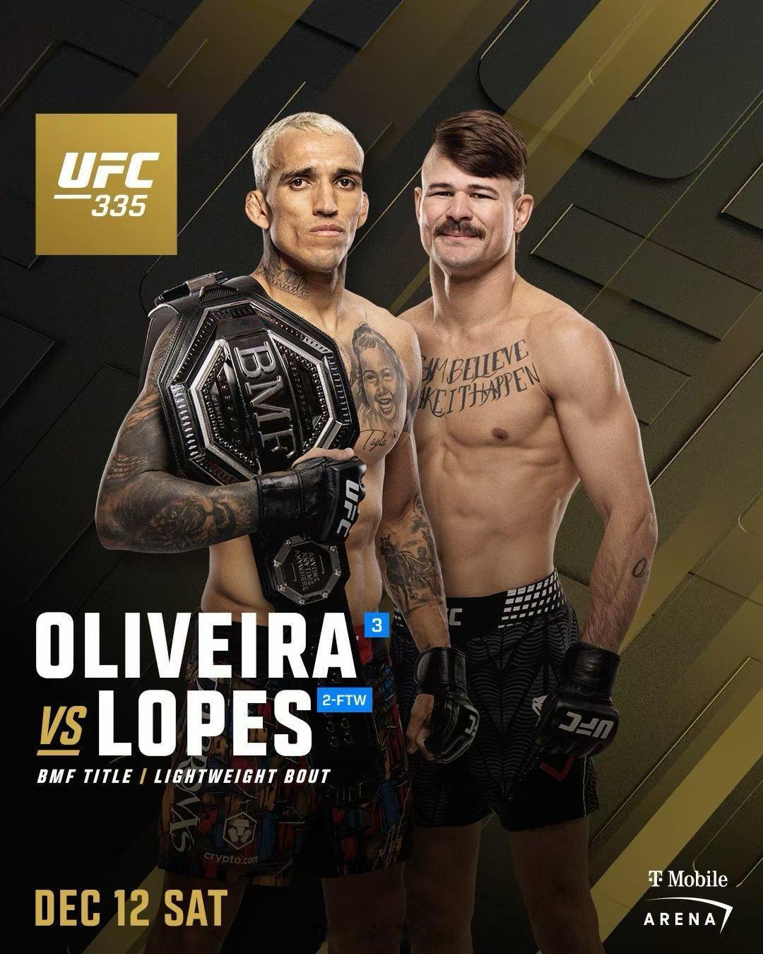 UFC335头条官宣：奥利维拉vs洛佩兹争夺BMF冠军头衔格斗[超话] ​​​