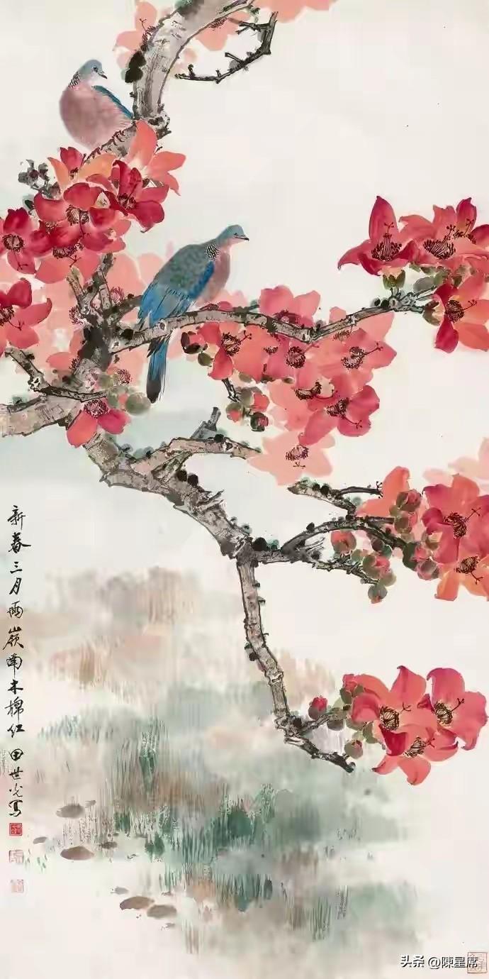田世光，号公炜，现代工笔重彩花鸟大家、美术教育家，师从于非闇、张大千等，任教中央