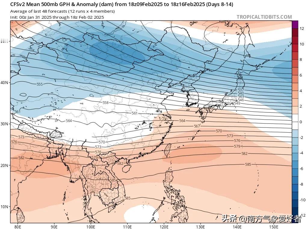 其实，24-25年冬是有气候延迟的，2025年2月冷空气强度(冷高压）和常年1月