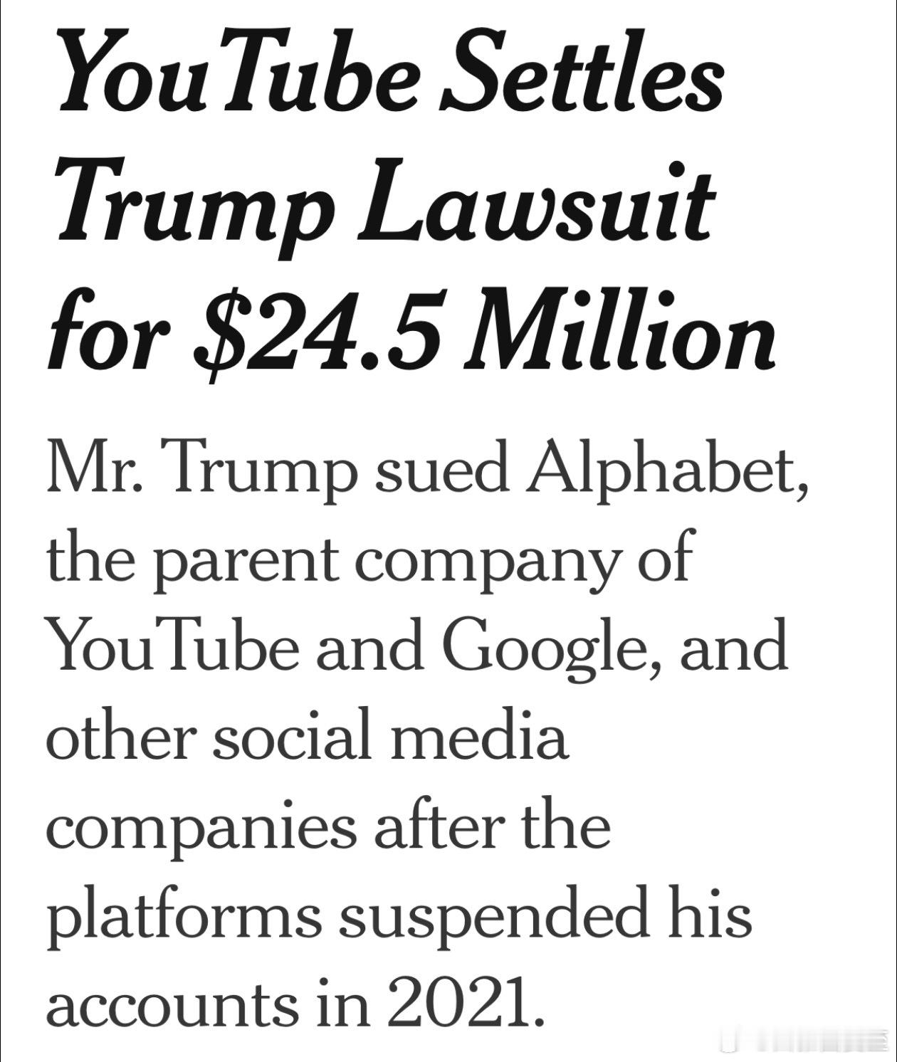 一月六冲击国会事件后，Trump的社媒账号被禁言，他一直在打官司，最近纷纷“和解