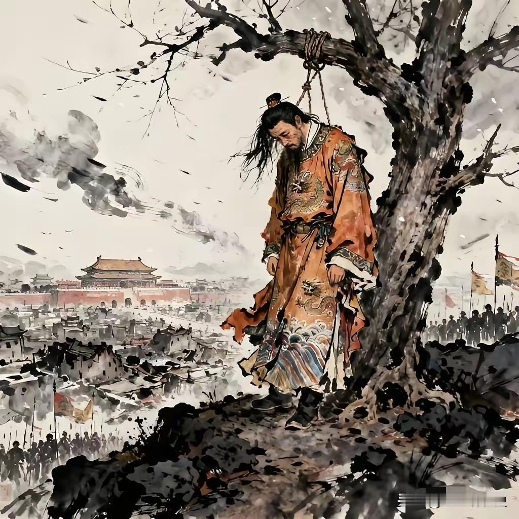 崇祯自挂东南枝，也是悲壮。有人叹息道，一国之君，死要面子活受罪，早点逃到南京多好