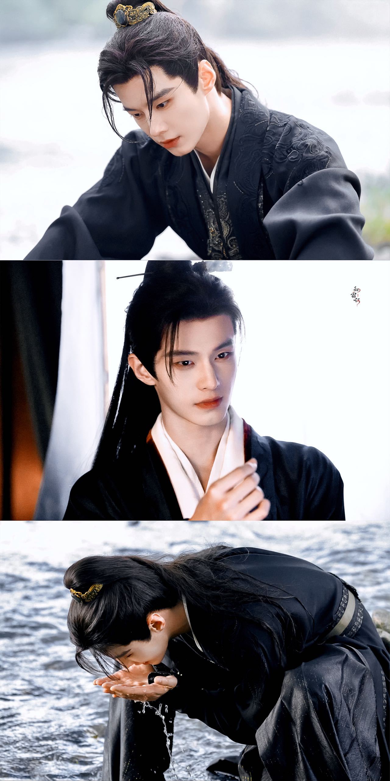 何与新剧学会用脸何与在《百花杀》突破以往演技，太子似笑非笑藏尽城府，层次感十足。
