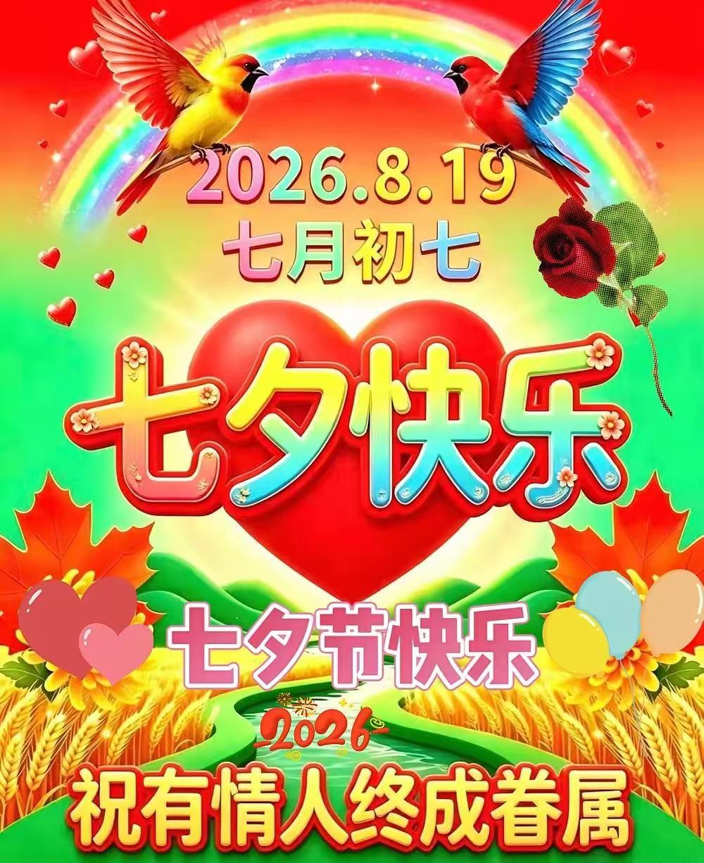 今日七夕，早安！当清晨第一缕阳光穿过窗棂，牛郎织女的浪漫传说在鹊桥上悄然上演。